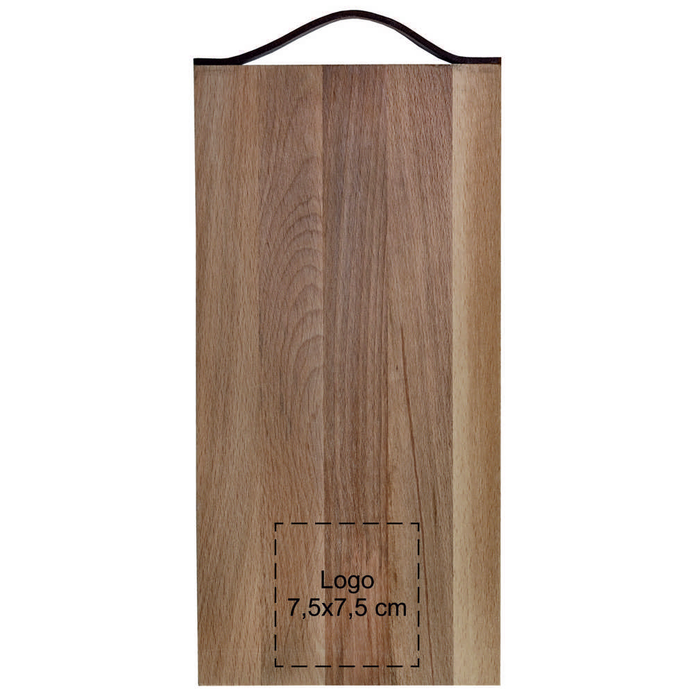 Plank met leren handvat beuken 33x16 cm