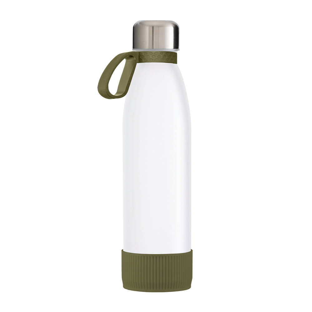 Fles GLASS - oijfgroen, zilver, wit