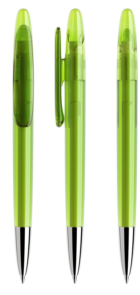 Prodir DS5 TTC Transparent with Chrome Metal Nose-Cone - Lime Green T41 transparant
