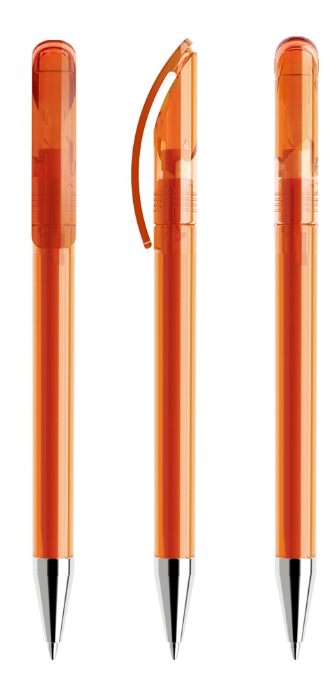 Prodir DS3TTC Transparent with Chrome Metal Nose-Cone - Orange transparant