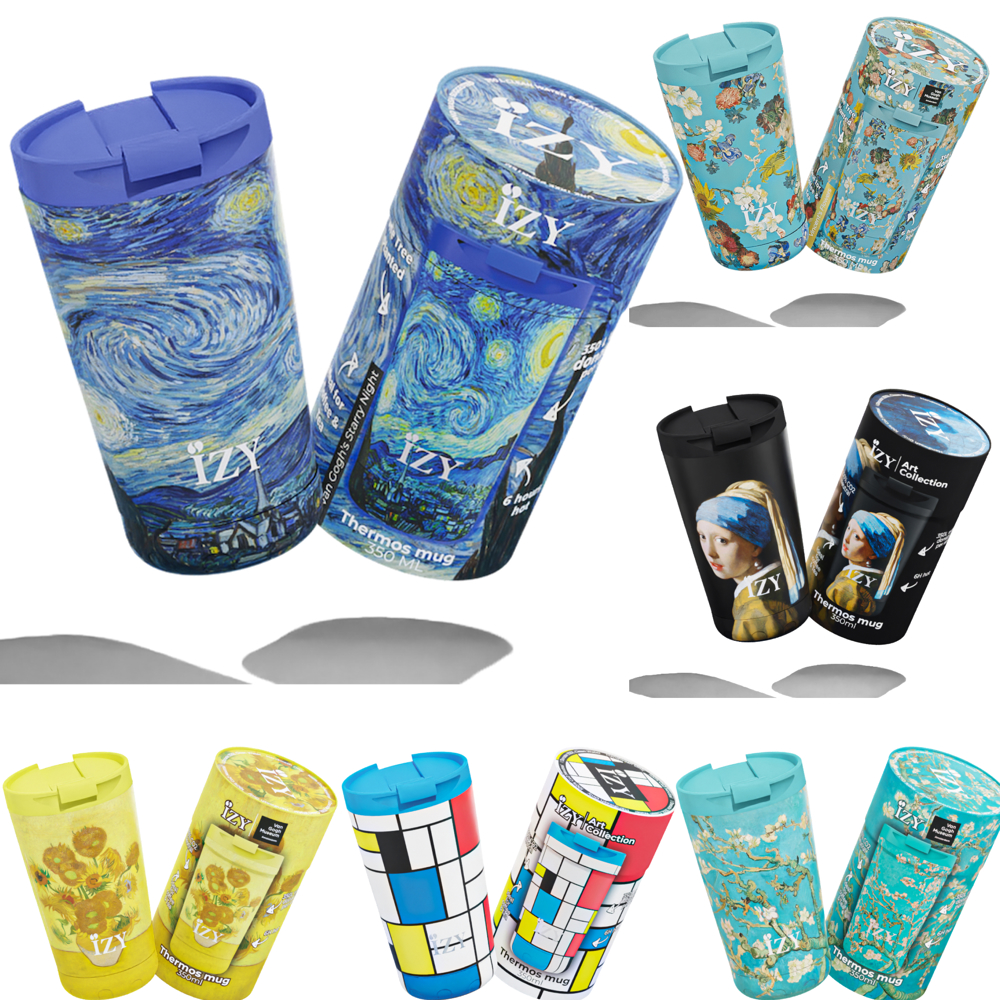 Thermosbeker / Koffiebeker 350ml x Kunst Collectie - Incl luxe verpakking - Blauw