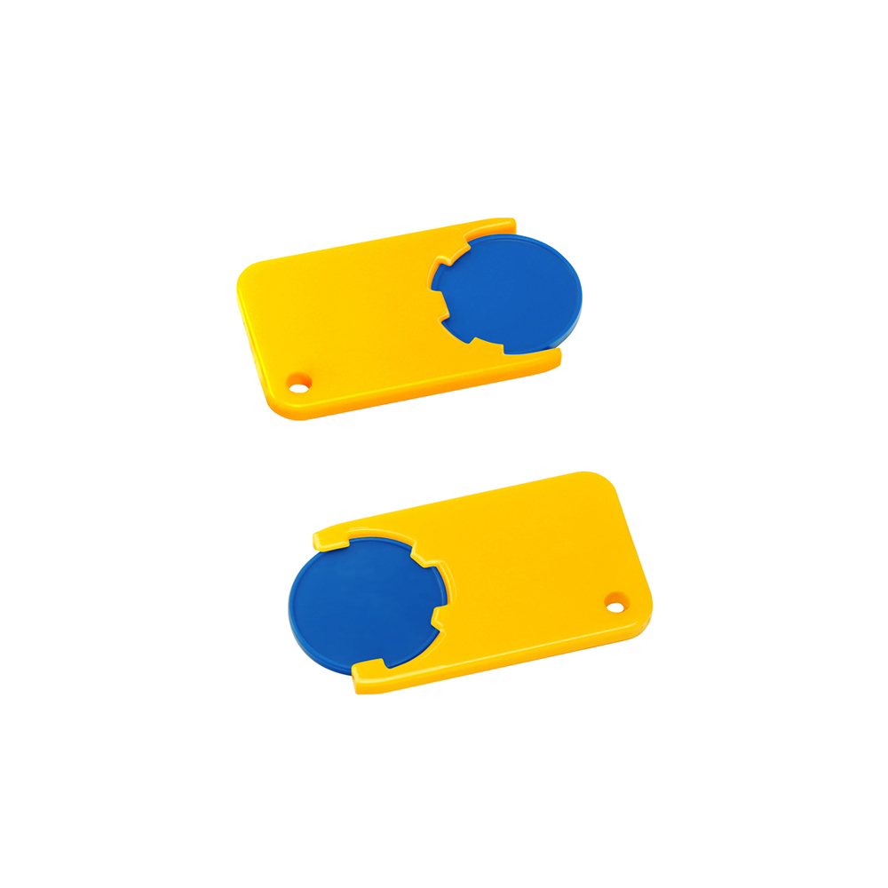 Chiphouder met winkelwagenmuntje 1€ "Beta" - blauw/geel