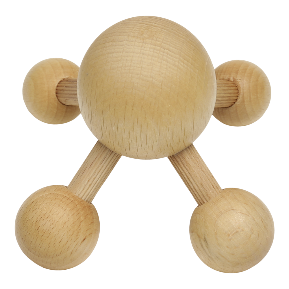 Massagetool 4-poots, "Made in Europe", met opdruk of warmdruk - Bruin