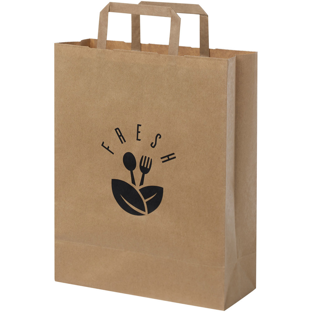 Papieren tas 80-90 g/m2 gemaakt van kraftpapier met platte handgrepen - 25 x 11 x 32 cm - Kraftbruin