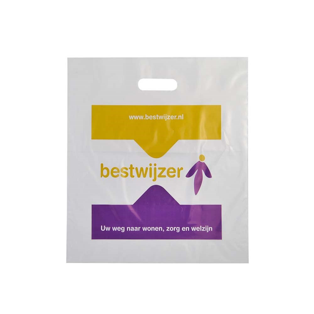 Plastic tas, 40 x 45 x 7,5 cm, 48 micron, ldpe, stanshandvat, 2 zijden