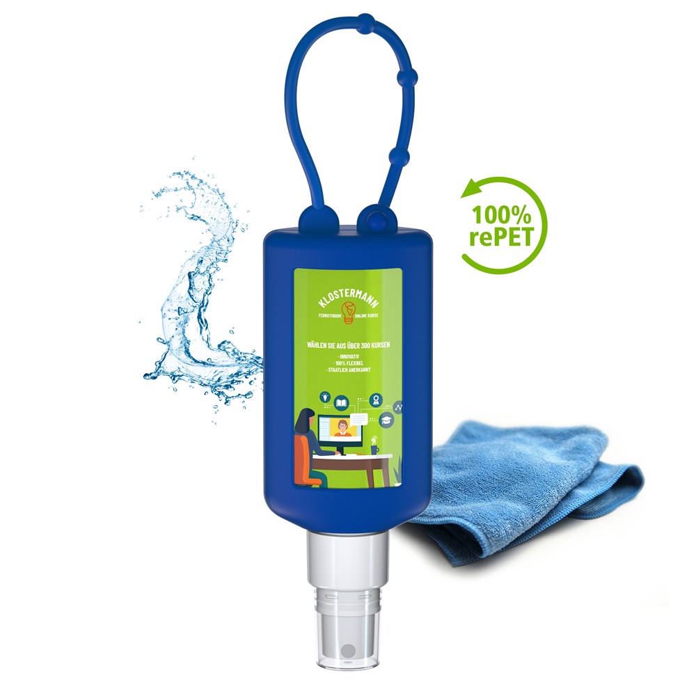 Smartphone & Werkplekreiniger, 50 ml Bumper blauw, Body Label (R-PET)
