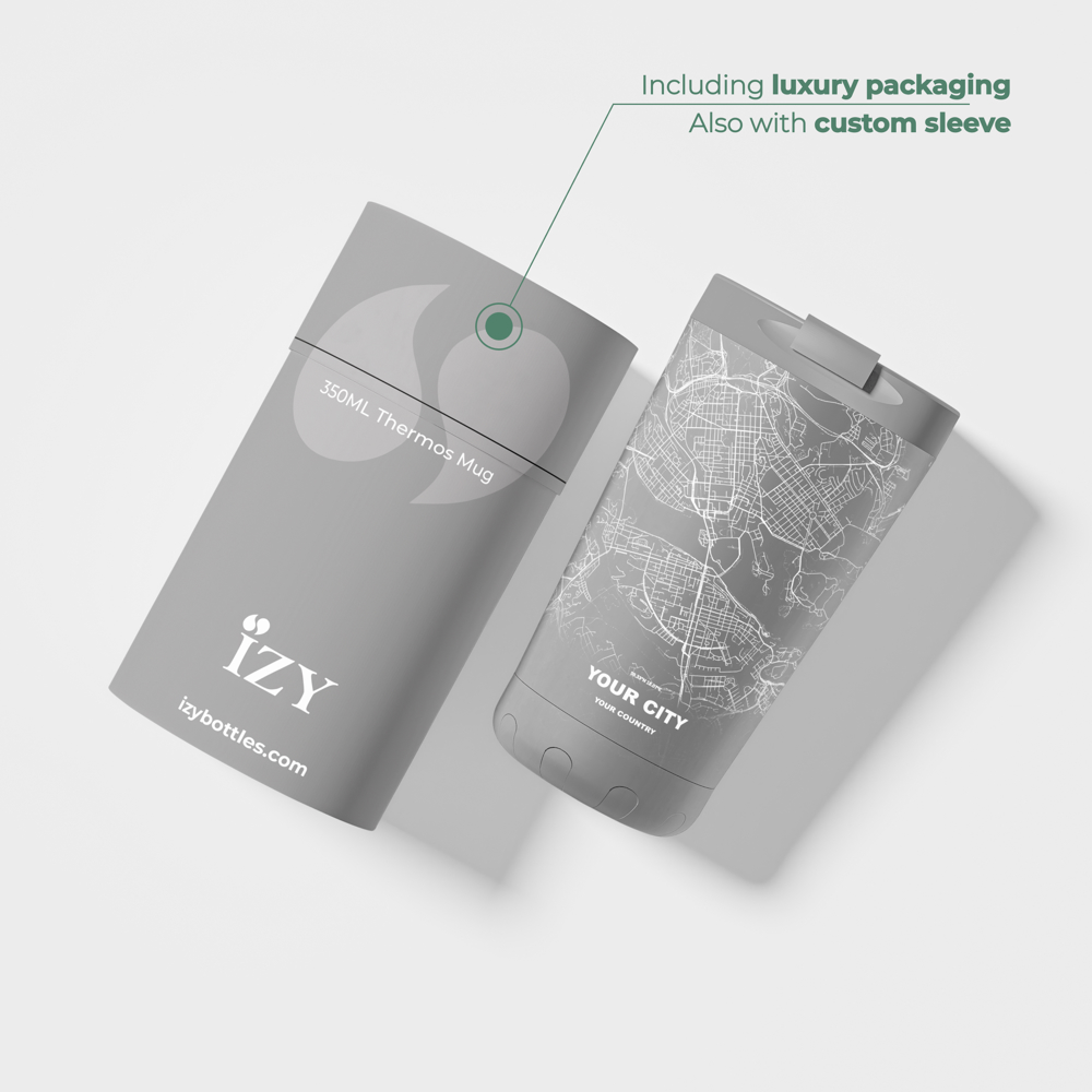 Thermosbeker / Koffiebeker x Jouw Stad -  Grijs - 350 ml