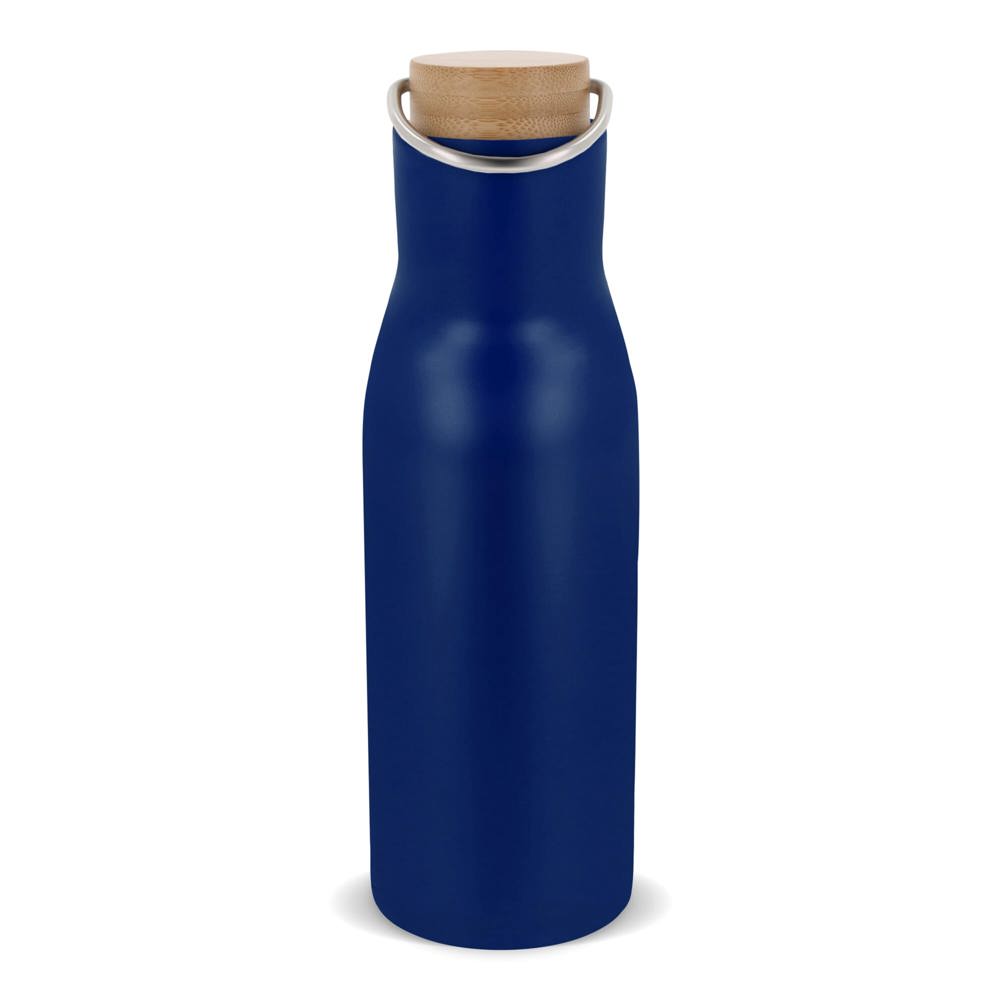 Thermo fles met bamboe deksel 500ml - donkerblauw