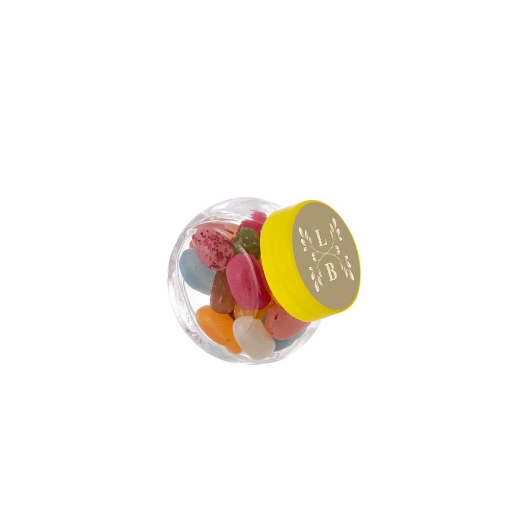 Micro glazen potje 50 ml, gevuld met snoep