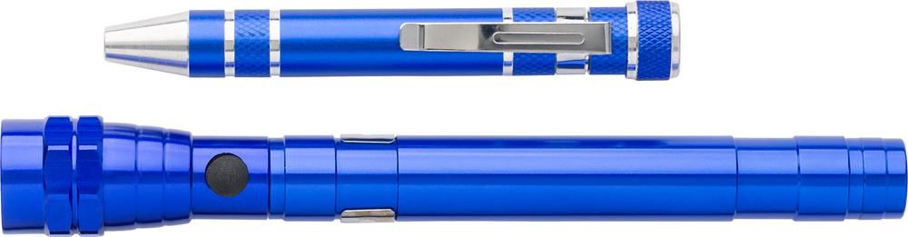 Aluminium 2-in-1 zaklamp Olivia - kobaltblauw