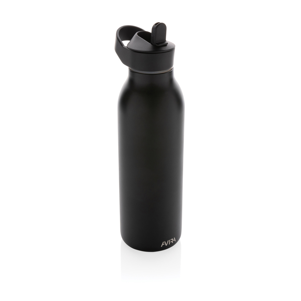 Avira Ara RCS recycled staal fliptop water fles 500ML - zwart (± PMS Black)