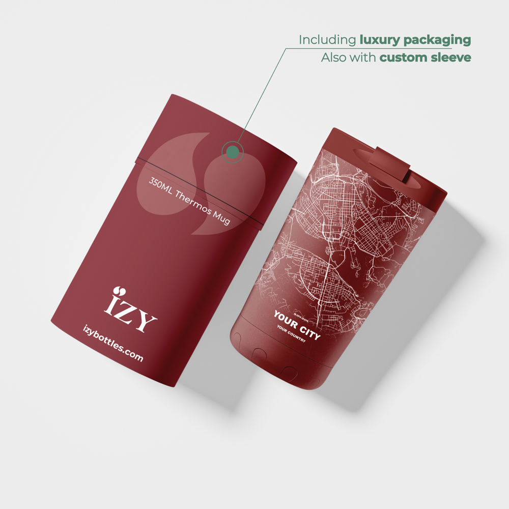 Thermosbeker / Koffiebeker x Jouw Stad -  Rood - 350 ml