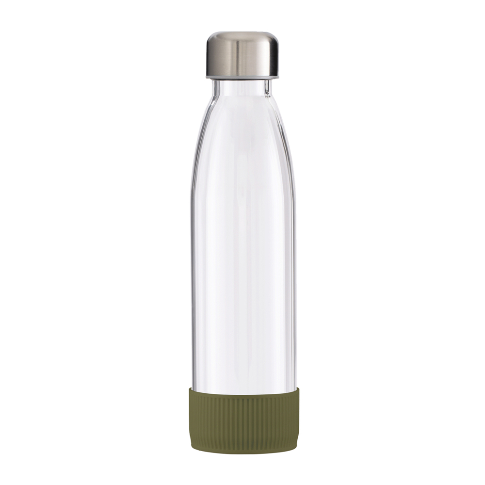 Fles GLASS - oijfgroen, zilver, transparant