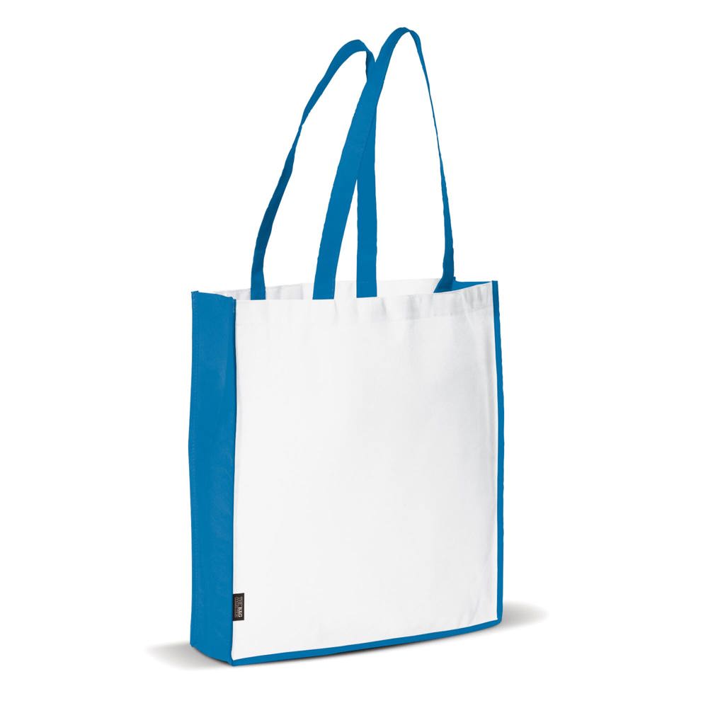 Schoudertas non-woven 75g/m² - Wit / Blauw