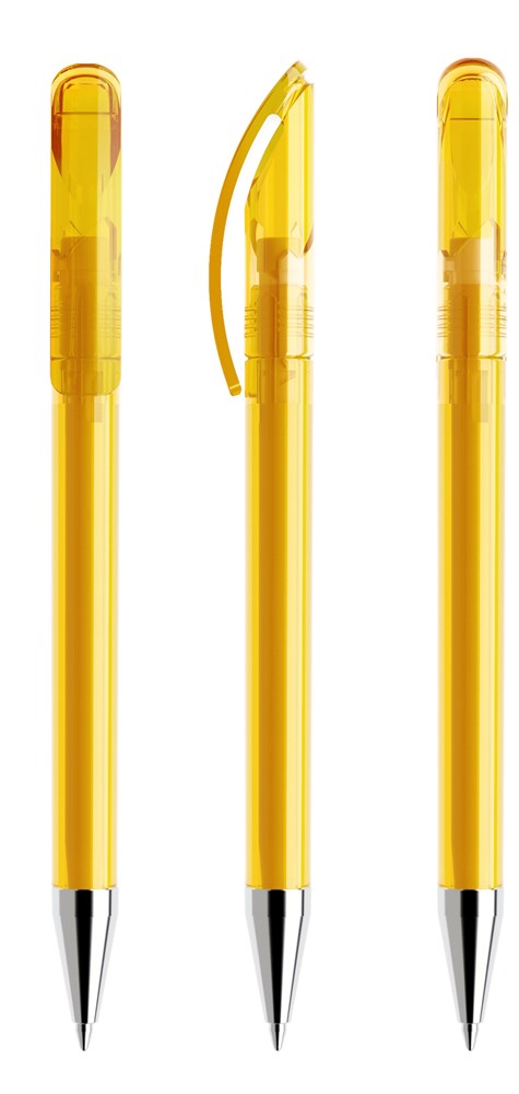 Prodir DS3TTC Transparent with Chrome Metal Nose-Cone - Yellow transparant