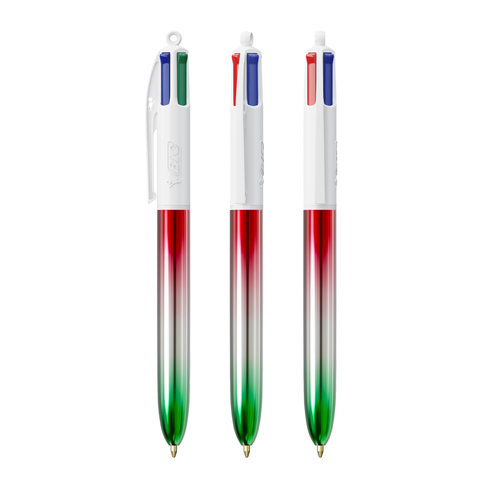 BIC® 4 Colours® Flags Collection + lanyard - Rood - zilver - groen