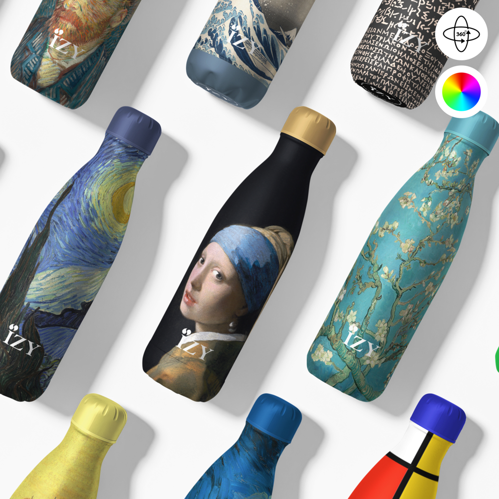 Thermosfles / Drinkfles 500ml x Kunst Collectie - Incl luxe verpakking - Zwart