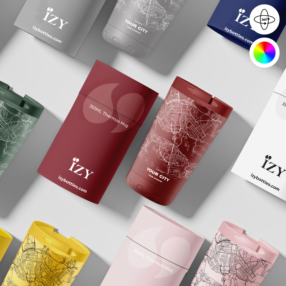 Thermosbeker / Koffiebeker x Jouw Stad -  Rood - 350 ml