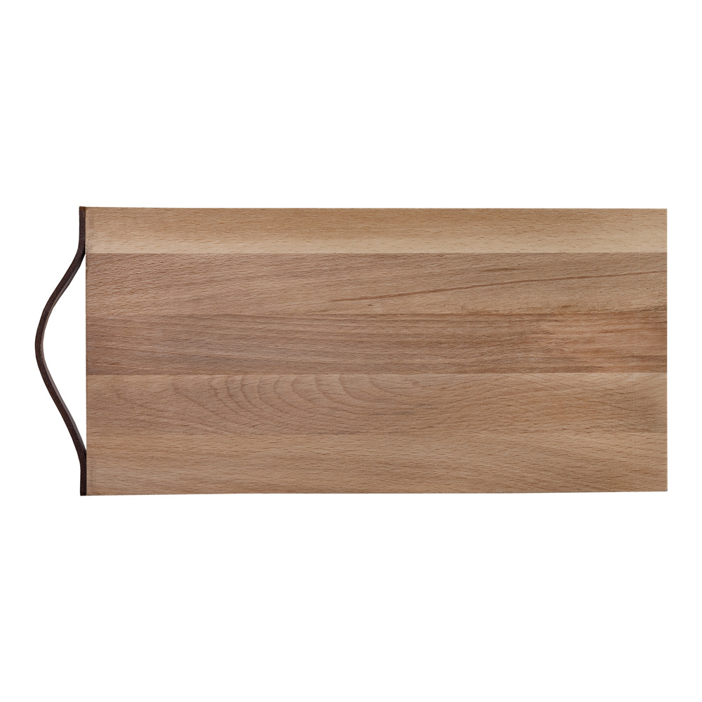 Plank met leren handvat beuken 33x16 cm