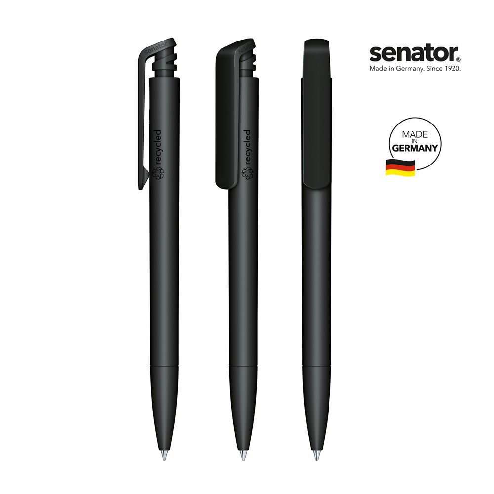 senator® Trento Matt Recycled retractable pen - zwart