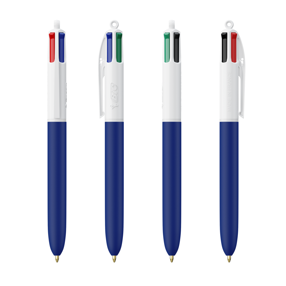 BIC® 4 Colours Soft with Lanyard - Wit - marineblauw zacht