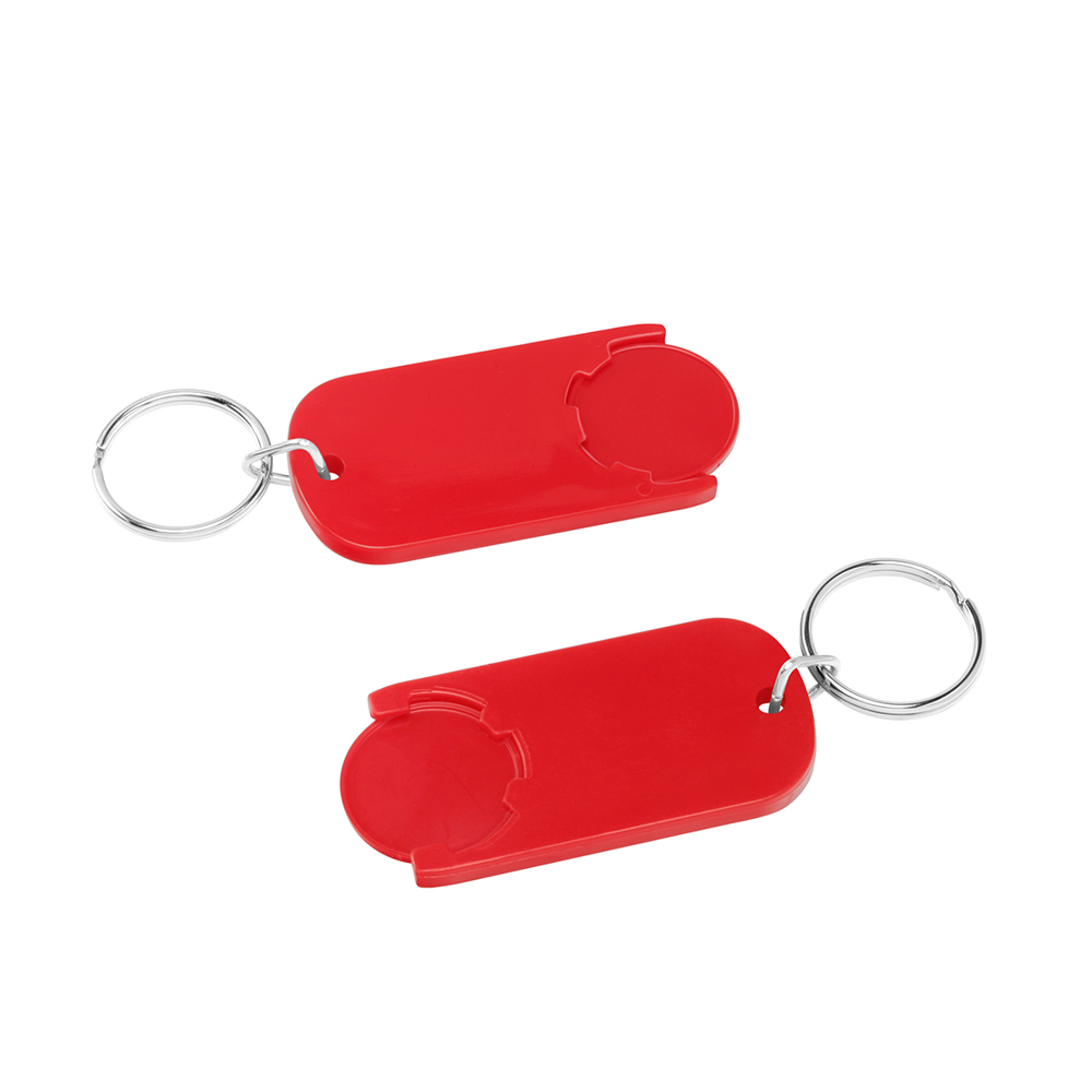 Chiphouder met winkelwagenmuntje 1€ "Alpha" - rood/rood