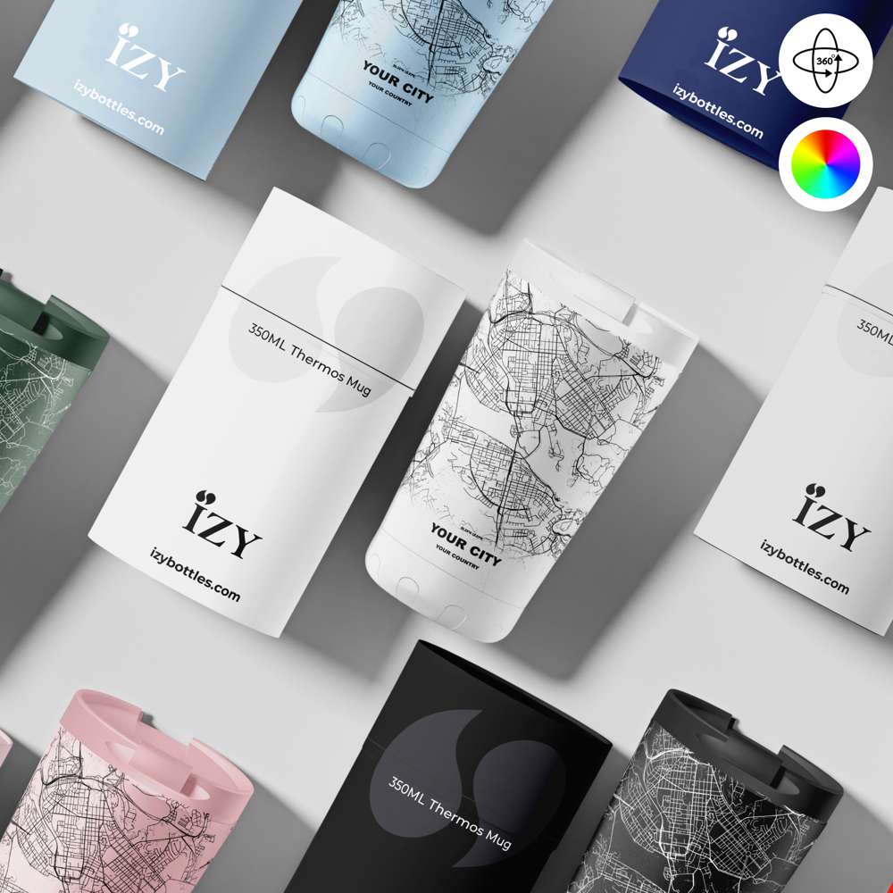 Thermosbeker / Koffiebeker x Jouw Stad -  Wit - 350 ml