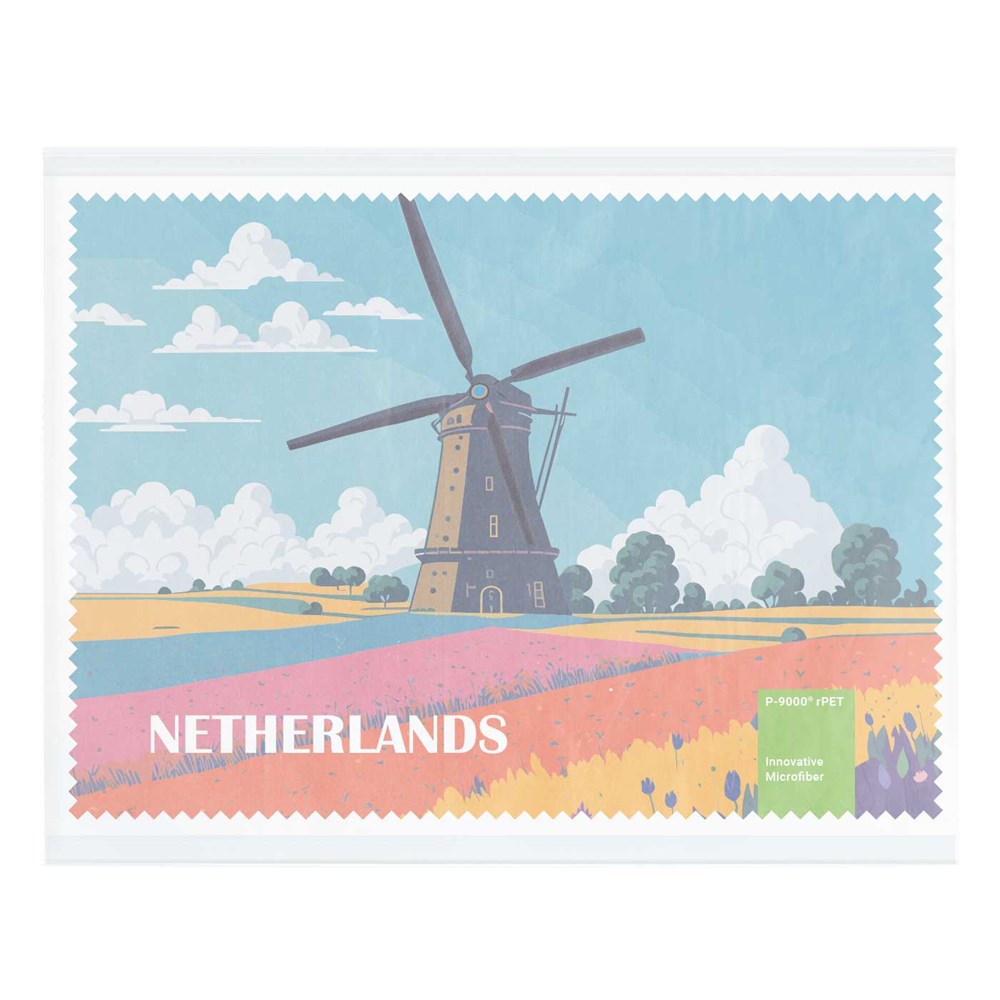POLYCLEAN rPET brillendoekje 21x15 cm in recyclebaar pergamijnzakje , all-inclusive-pakket