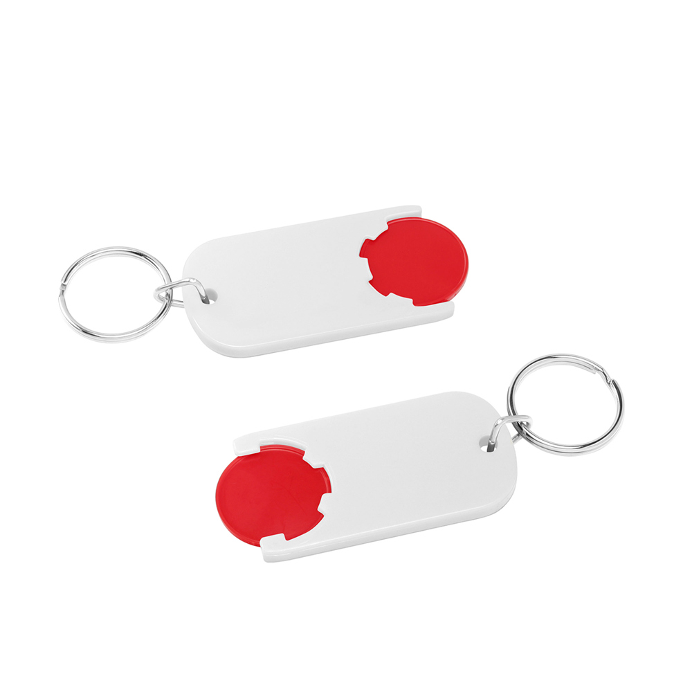Chiphouder met winkelwagenmuntje 1€ "Alpha" - Rood/Wit