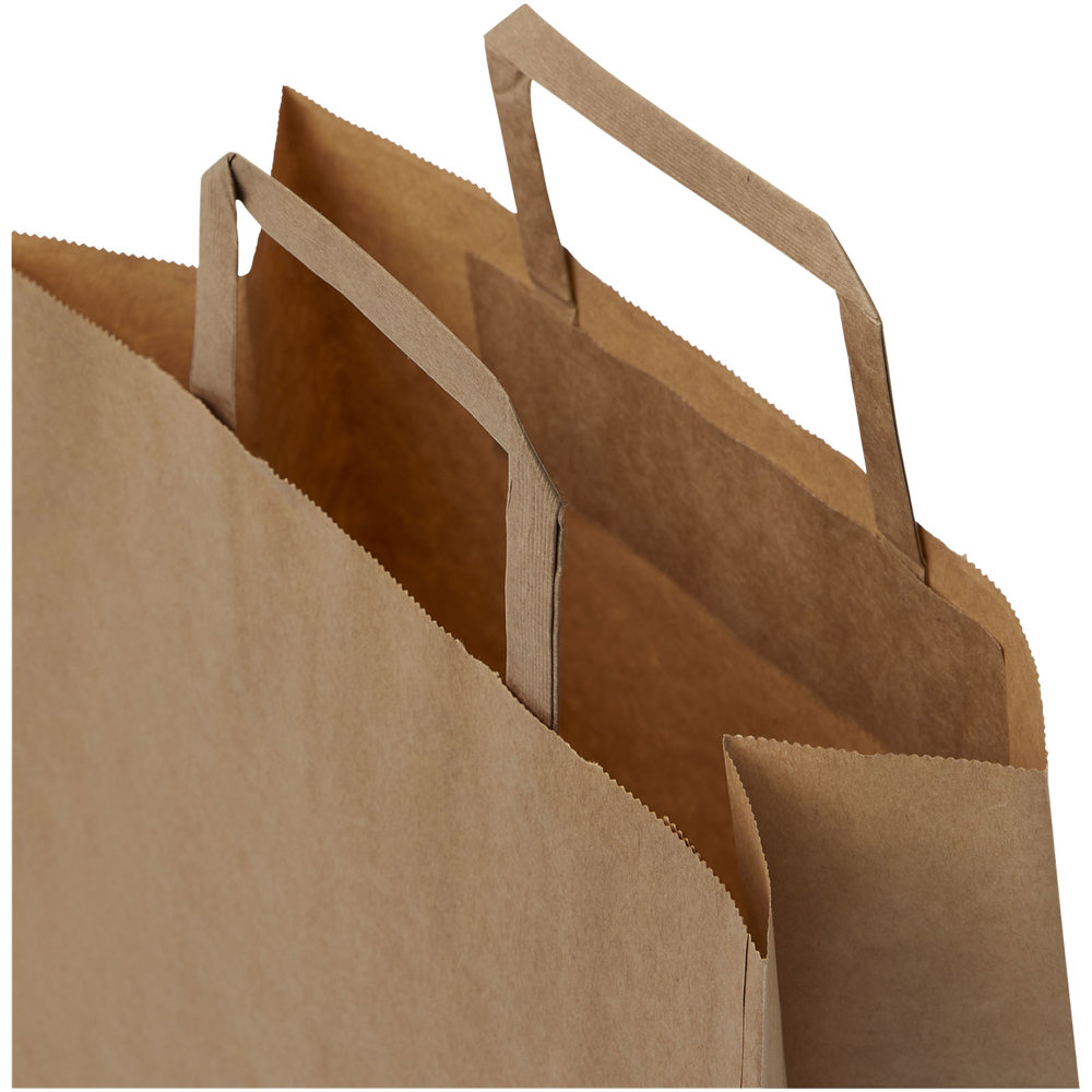 Papieren tas 80-90 g/m2 gemaakt van kraftpapier met platte handgrepen - 25 x 11 x 32 cm
