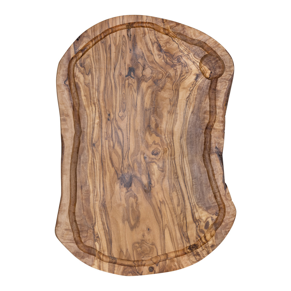 Plank met sapgeul ovaal olijfhout ca. 35x15 cm