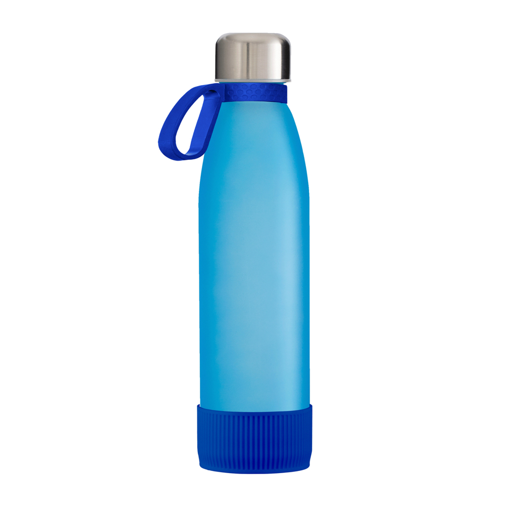 Fles GLASS - blauw, zilver, cyaan
