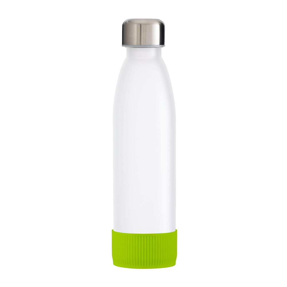 Fles GLASS - lichtgroen, zilver, wit