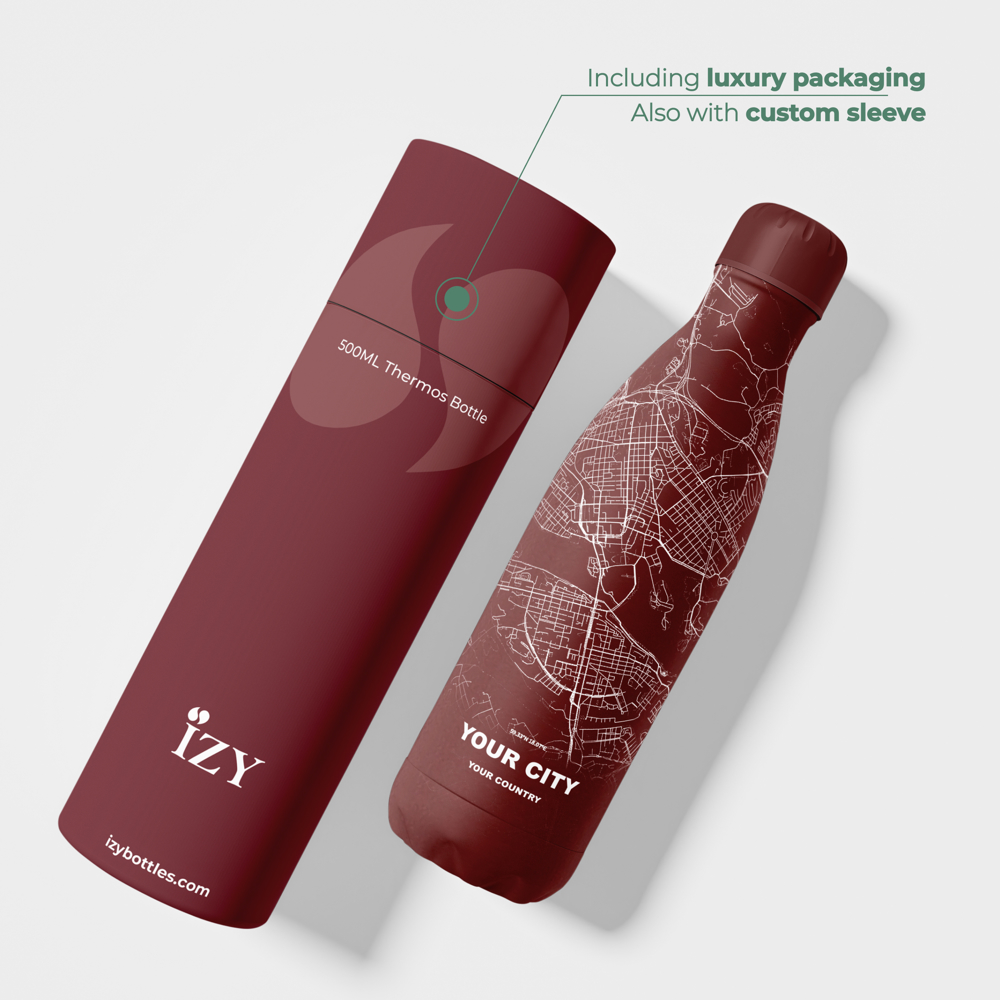 Thermosfles / Drinkfles x Jouw Stad - Rood - 500 ml