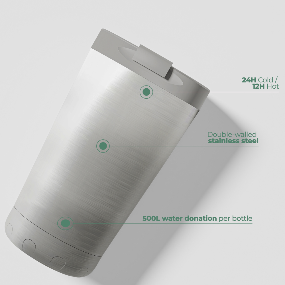 Thermosbeker / Koffiebeker - Zilver - 350 ml