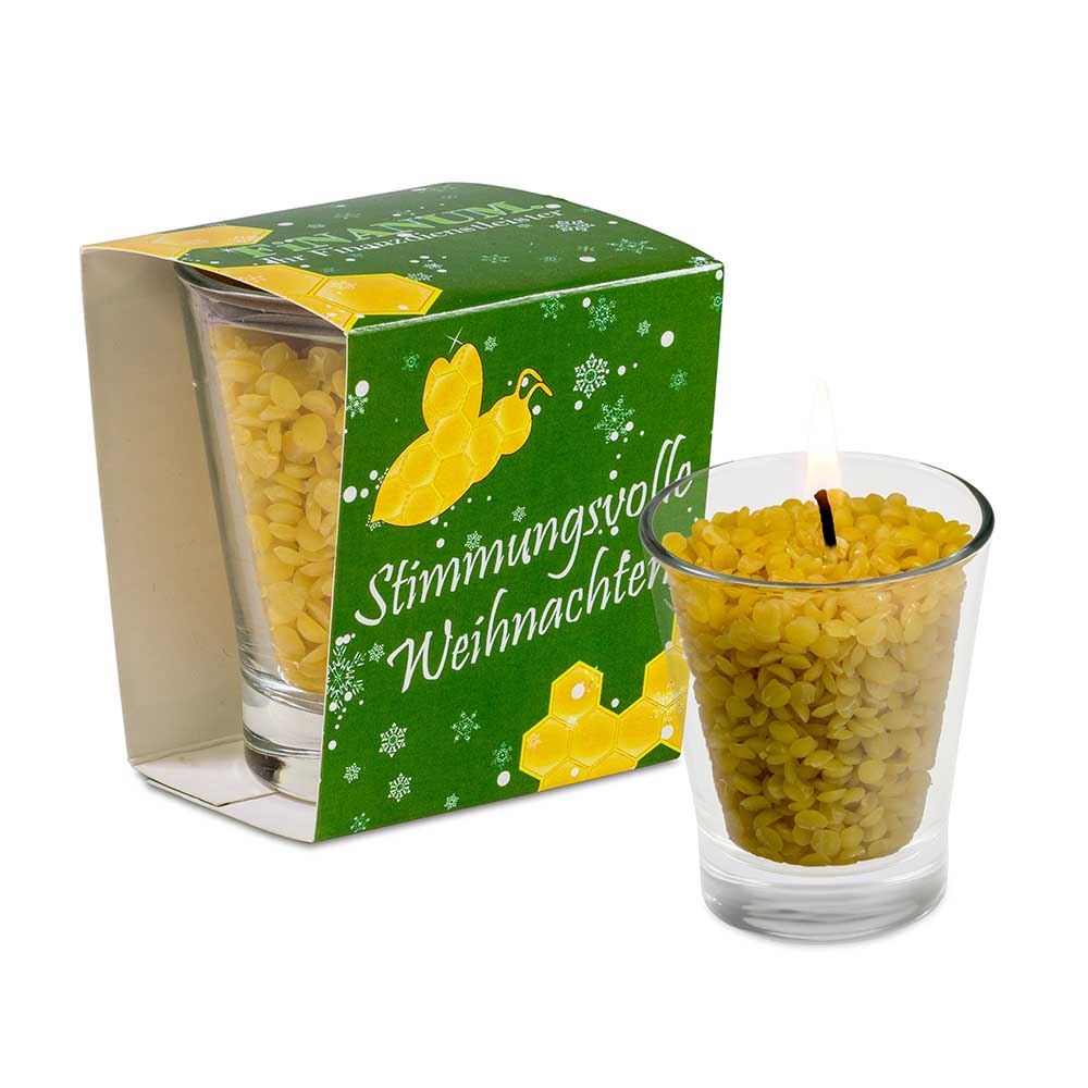 Kaarsglas met bijenwas granulaten - individueel