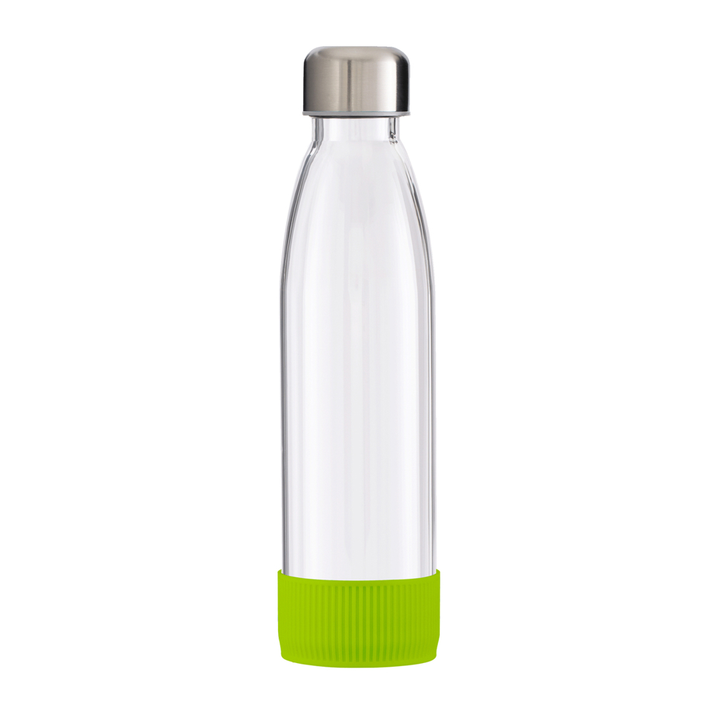Fles GLASS - lichtgroen, zilver, transparant