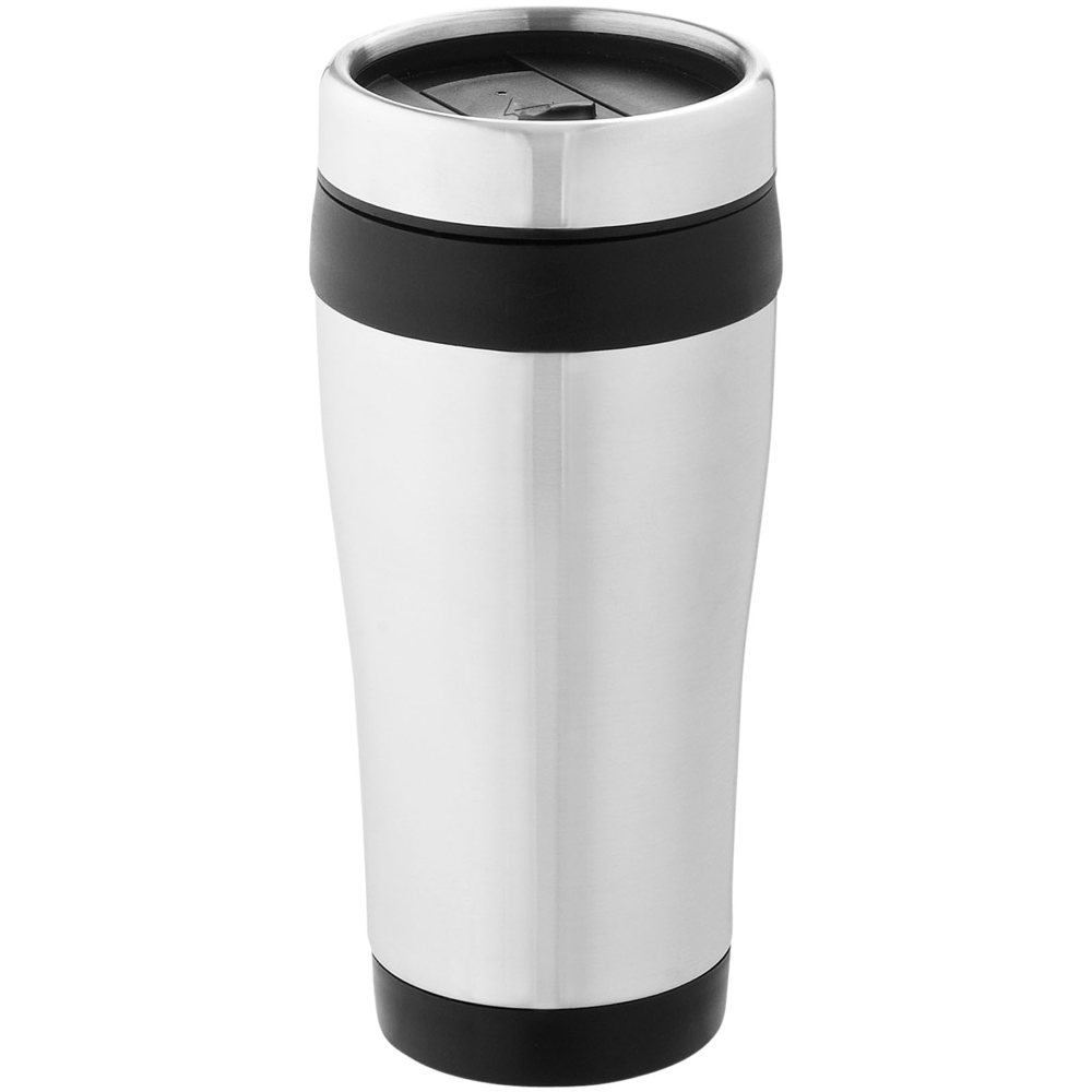 Elwood 410 ml geïsoleerde thermosbeker - Zilver, Zwart