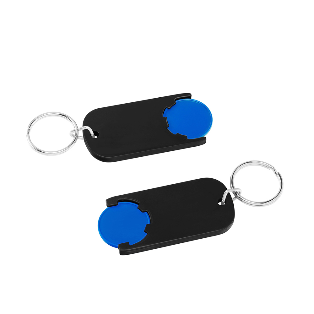 Chiphouder met winkelwagenmuntje 1€ "Alpha" - blauw/zwart