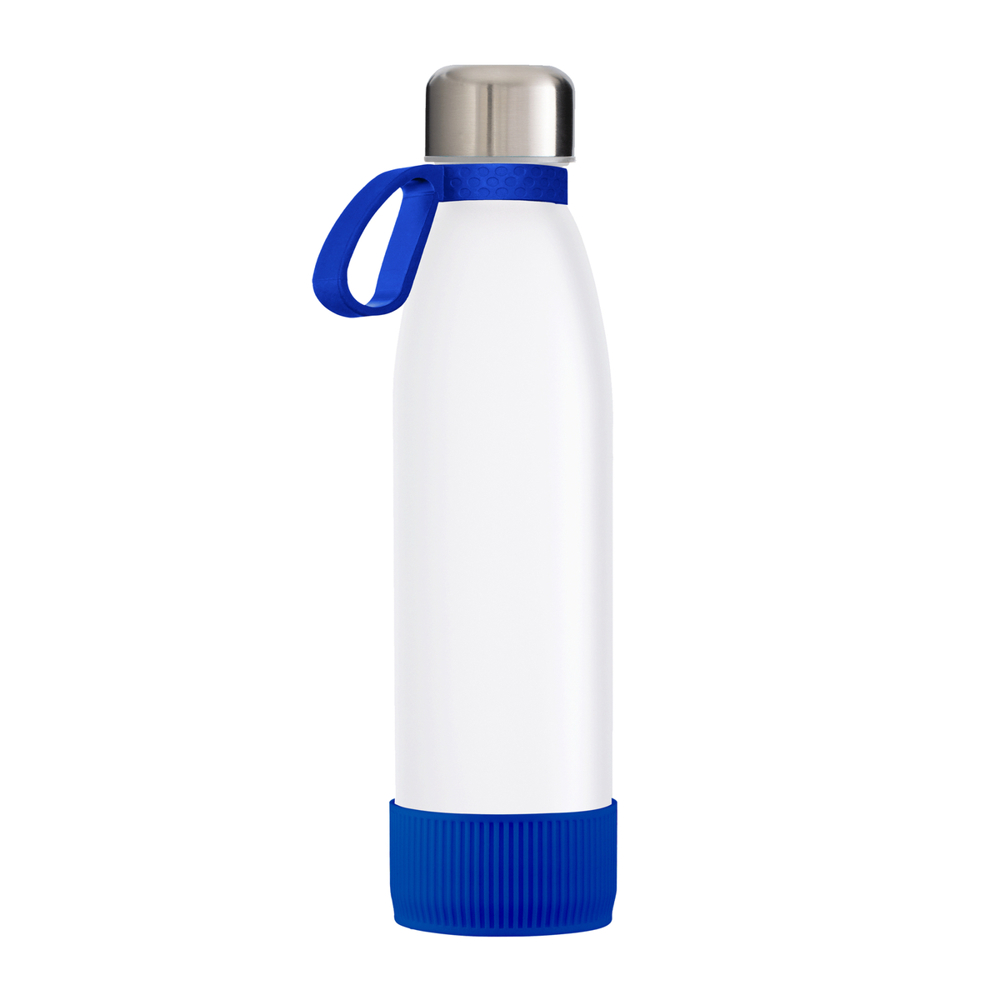 Fles GLASS - blauw, zilver, wit