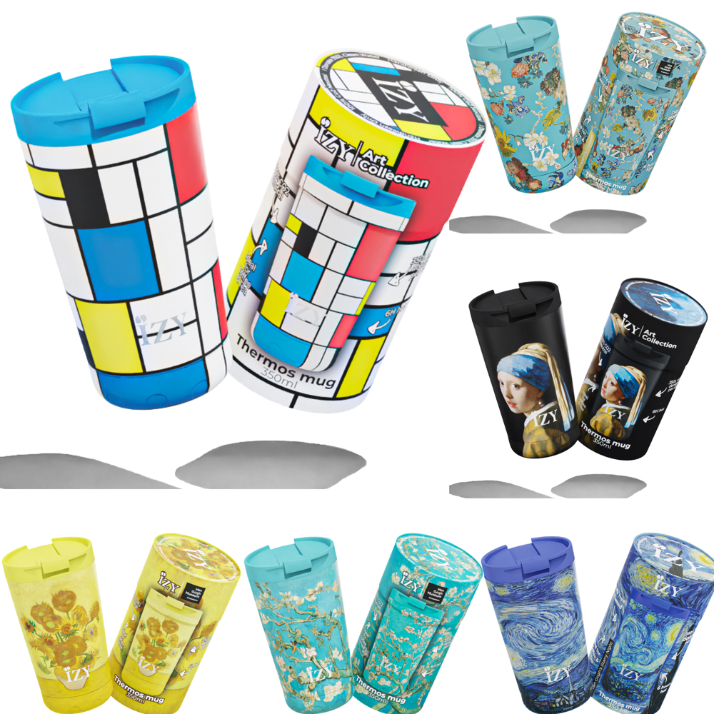 Thermosbeker / Koffiebeker 350ml x Kunst Collectie - Incl luxe verpakking - Multi-color