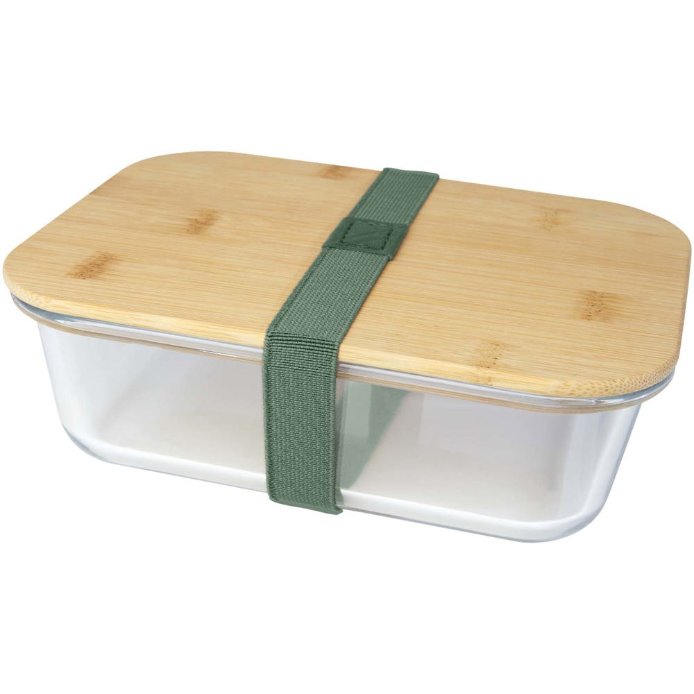 Roby 1000 ml glazen lunchbox met bamboe deksel - Gemêleerd groen