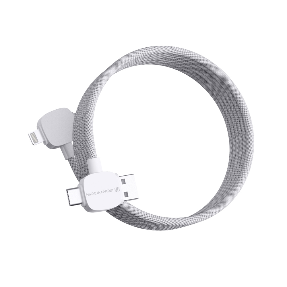 Urban Vitamin Stockton 65W gerecycled TPE/PET magn. kabel - wit (± PMS White)