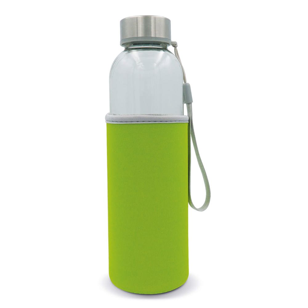 Waterfles glas met sleeve 500ml - Transparant / Lichtgroen