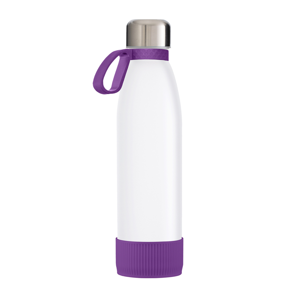 Fles GLASS - paars, zilver, wit