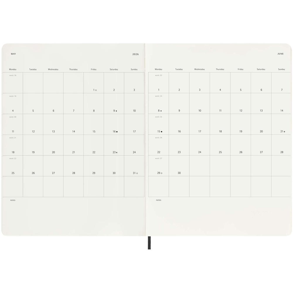 Moleskine week-agenda voor 12 maanden met zachte kaft XL