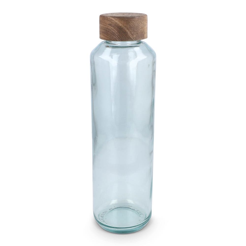InSideOut Gerecyclede glazen Waterfles ReuuZ met houten dop 650 ml - transparant