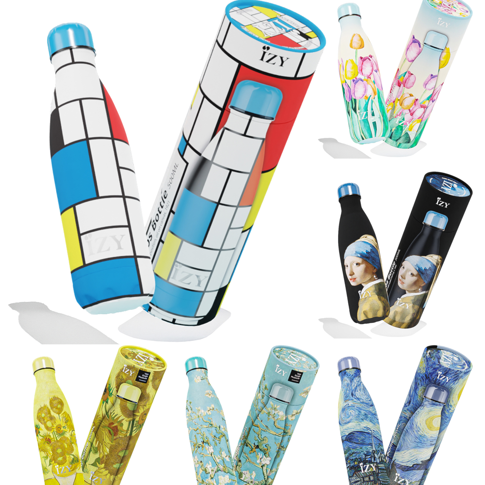 Thermosfles / Drinkfles 500ml x Kunst Collectie - Incl luxe verpakking - Multi-color
