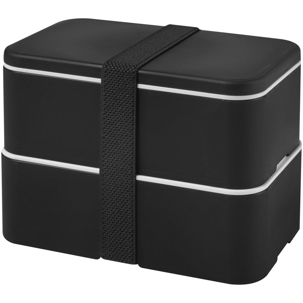 MIYO 700+700 ml dubbellaagse lunchbox - Zwart, Zwart, Zwart