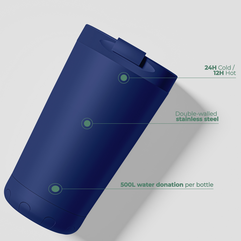 Thermosbeker / Koffiebeker - Blauw - 350 ml